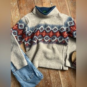 Cabela’s Fair Isle High Neck Sherpa Pullover Vintage Sweater